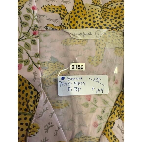 Anthropologie Print Fresh Bagheera Long Sleeve Cheetah Pajama Top/Cotton Lg - Picture 4 of 4